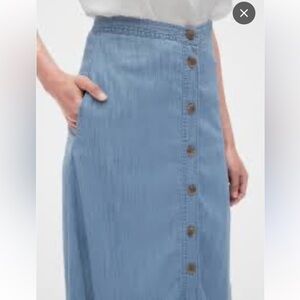 GAP Blue Button-Front Midi Skirt